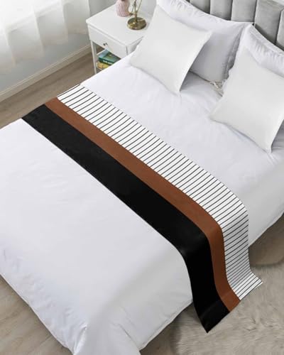 Boho Geometric Bed Runner for Full/Queen Bed - 83x20 Satin Bed Scarf