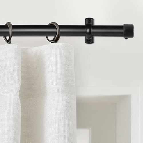 10 Pcs Round Curtain Rod Finials, 1.1 Inch Drapery Pole End Caps - Black