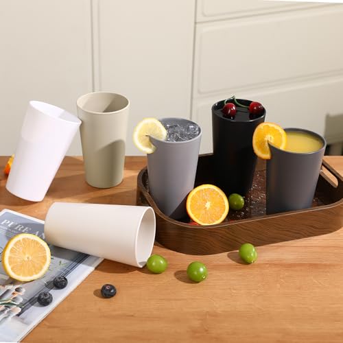 24 Pc 20 oz Unbreakable Plastic Cups Set, Reusable Stackable Drinking Cups