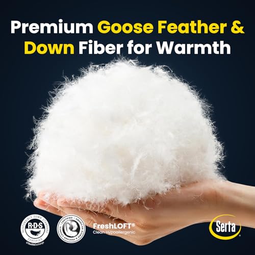 Serta All Season Goose Feather & Down Fiber Queen Comforter Duvet Insert