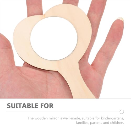 12-Piece DIY Wooden Handheld Mirrors for Kids Unpainted Craft Kit