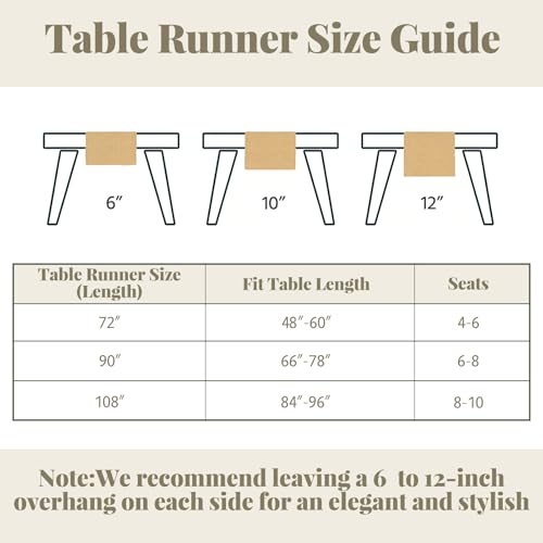 Alsoo Beige Gingham Table Runner 13 x 90 in - Cotton Linen Farmhouse Decor, Wrinkle Free