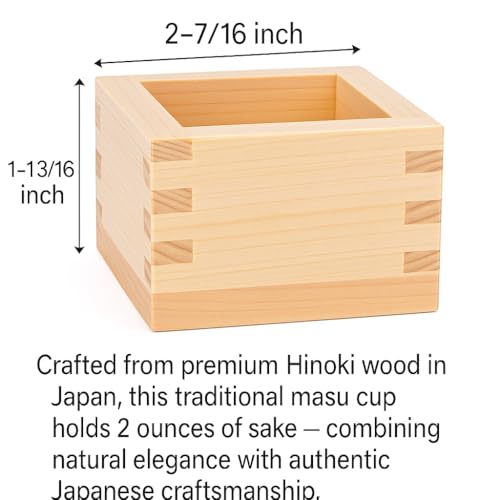 JapanBargain 4-Pack Small Hinoki Cypress Sake Cups - Made in Japan, Leak-Resistant 2oz Wooden Masu Cups for Chilled Sake