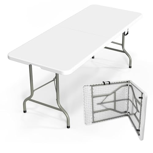6ft Portable Plastic Folding Table - Heavy-Duty Utility Table for Events