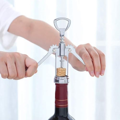 MiaoYfei Wing Corkscrew Wine Opener with Bottle Stopper - Premium Zinc Alloy, Easy-Open, Multi-Function Bar Tool