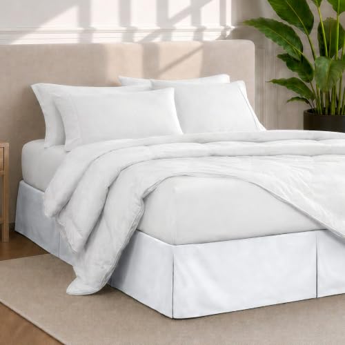 Queen Microfiber Bed Skirt - 15-Inch Drop Tailored Pleated Dust Ruffle
