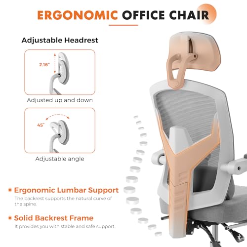 Ergonomic Mesh Office Chair with Lumbar Support, Footrest and Adjustable Headrest