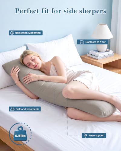 Weighted Body Pillow 6.5lbs Cooling Support for Side Sleepers | 41" x 10"