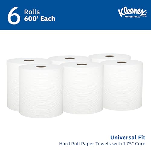 Commercial Hard Roll Paper Towels, White, 1.75" Core - 6 Rolls x 600 ft