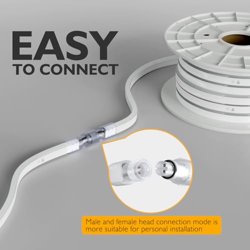 16.4ft LED Neon Rope Light, 110V Waterproof Dimmable Strip for Indoor Outdoor