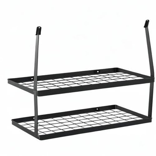 KES 30-Inch Pot Rack Wall Mounted, Pots and Pans Hanging 2 Tier for Kitchen Hanging Pan Rack Organizer with 12 Hooks Heavy Duty Matte Black, KUR218S75B-BK