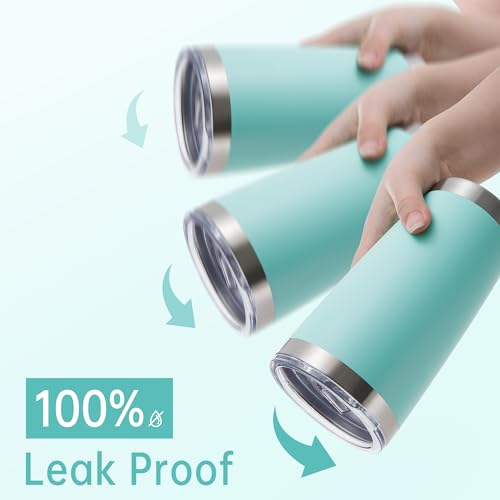 20 oz Stainless Steel Tumblers Set of 12 with Lids - Turquoise, Double Wall, BPA-free