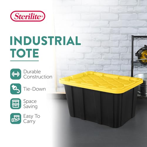 Industrial Storage Tote 27 Gallon 4-Pack Heavy-Duty Plastic Utility Box