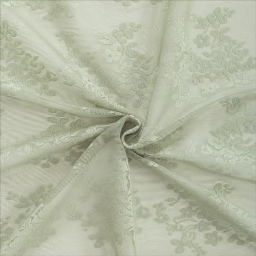 Sage Green Vintage Lace Curtains - 36 Inch Length, Set of 2