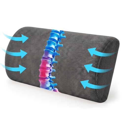 Memory Foam Lumbar Support Pillow for Office & Travel Use - Gray