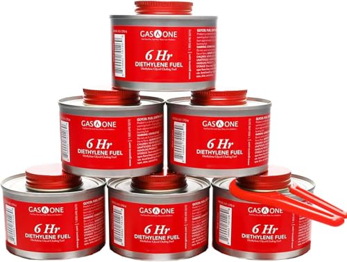 6-Hour Chafing Fuel Liquid Cans with Wick and Lid Opener 6 Pack