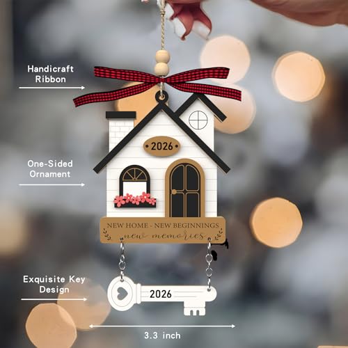 2026 New Home Wooden Ornament with Key Design Keepsake Gift