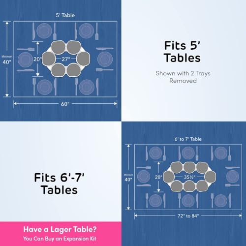 Light Gray Expandable Lazy Susan Turntable for Rectangular & Oblong Tables - Patented Design