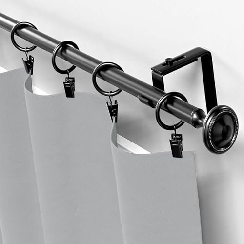 26 PCS Black Curtain Rings with Clips, 1.26-Inch Inner Diameter