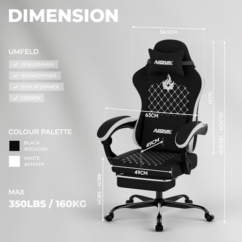 Ergonomic Gaming Chair with Massage, Footrest and Lumbar Support