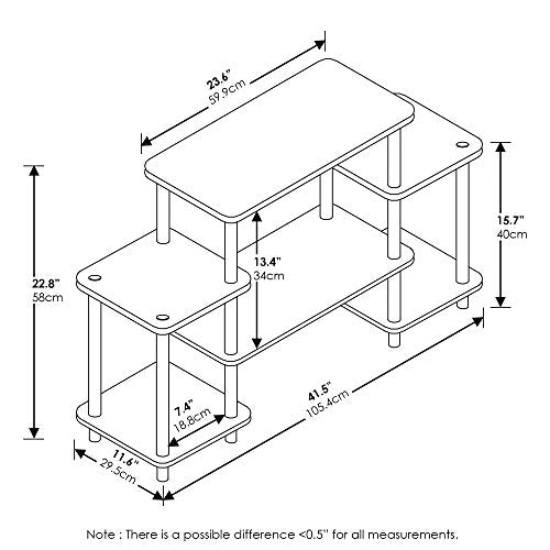 3-Tier Open Shelf TV Stand for Small Spaces, Entertainment Console