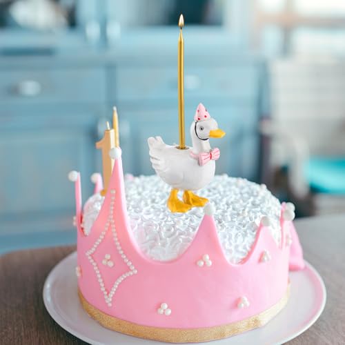 Silly Goose Cake Candle Holder - Cute Birthday Topper, 3.15 Inch