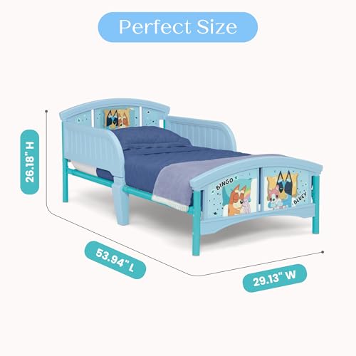 Low-to-Floor Plastic Toddler Bed with Safety Guardrails & Steel Frame