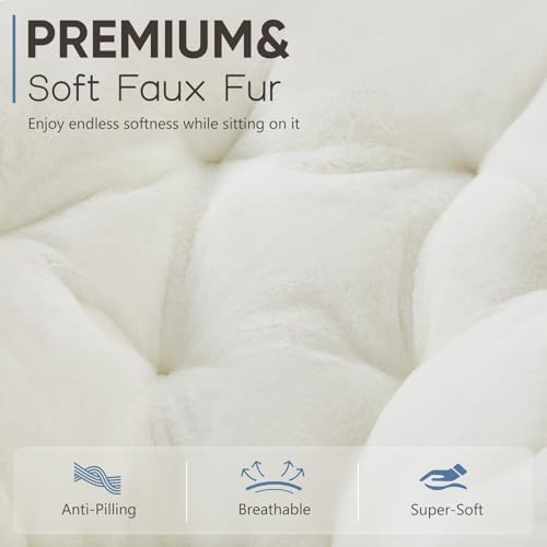 Oversized Faux Fur Saucer Chair - Foldable Accent Seat for Bedroom & Dorm