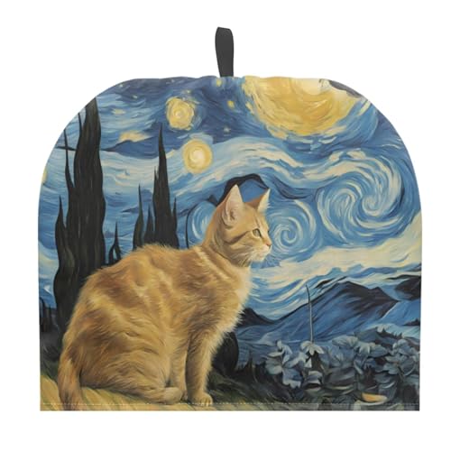 Starry Night Cat Art Tea Cozy - Insulated Teapot Cover for Hot Tea