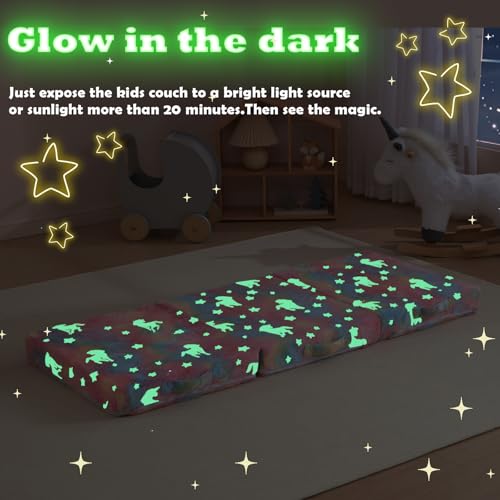 Foldable Glow-in-the-Dark Kids Floor Mattress with Storage Bag, 57x23 in