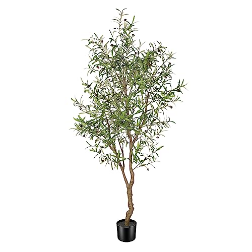 7ft Faux Olive Tree with Realistic Leaves - Indoor Decor