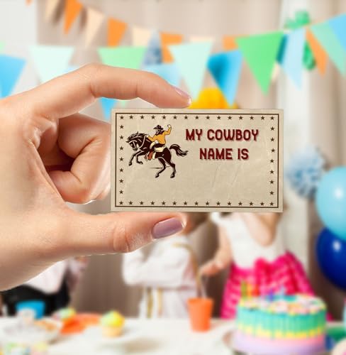 Western Cowboy Name Game Party Activity with Sign and 30 Name Tag Stickers
