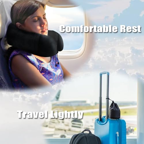Travel Neck Pillow - Memory Foam U-Shaped with Eye Mask & Earplugs