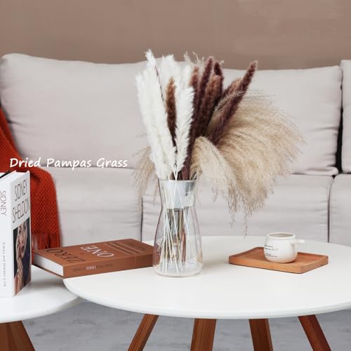 Clear Glass Flower Vase 8 Inch - Modern Boho Decorative Table Centerpiece