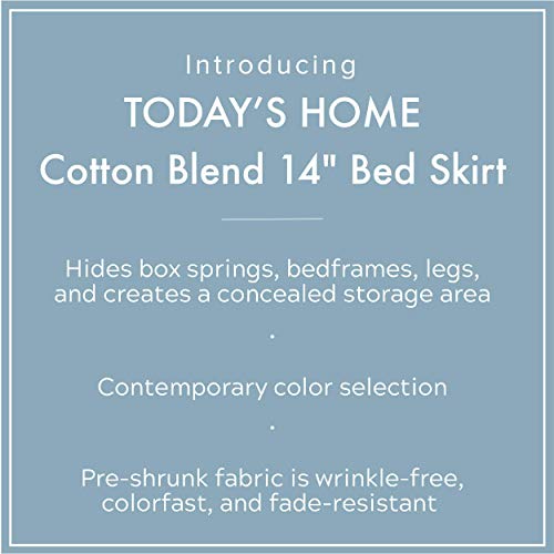 Classic Tailored Bed Skirt Dust Ruffle, Queen Size 14 Inch Drop - White