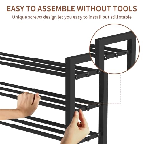 3-Tier Expandable Metal Shoe Rack - Adjustable Free Standing Organizer