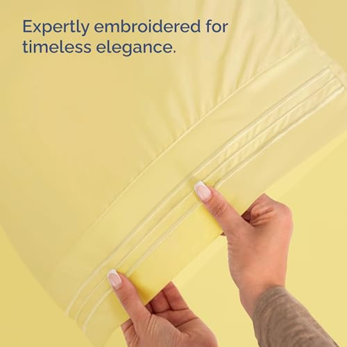 Twin Size Wrap Around Bed Skirt with 2 Pillowcases - 15-Inch Drop, Yellow