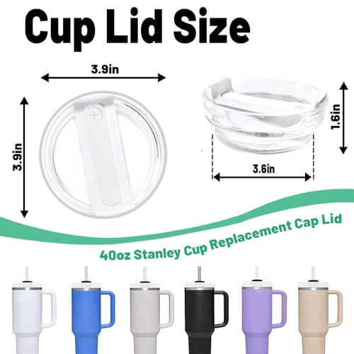 40 oz Tumbler Replacement Lid, Spill-Proof Clear Travel Mug Cover 2-Pack