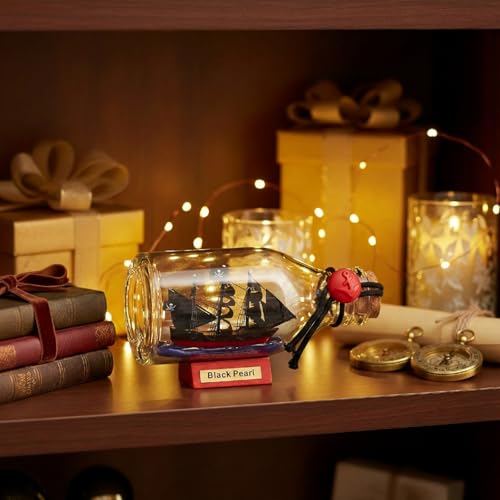 5-Inch Ship in a Bottle Nautical Model - Handmade Decorative Ornament