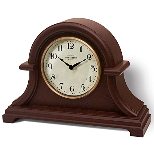Vintage Farmhouse Mantel Clock - 13-Inch Walnut Brown Desk & Shelf Clock