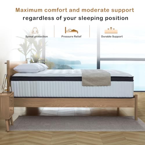 12-Inch Queen Hybrid Mattress, Memory Foam & Pocketed Spring Bed