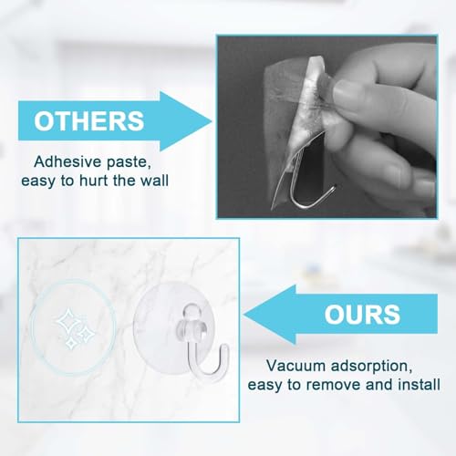 20Pcs 1.2 Inch Clear Plastic Suction Cup Hooks for Glass Windows and Walls