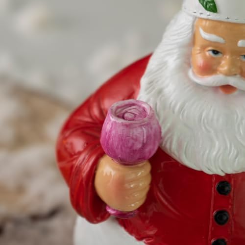 Chef Santa Claus Tabletop Figurine - Resin Christmas Decor with Wine & Bread