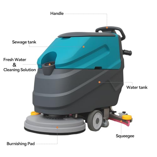 Walk-Behind Floor Scrubber with 22" Cleaning Width & 18.5-Gal Tank