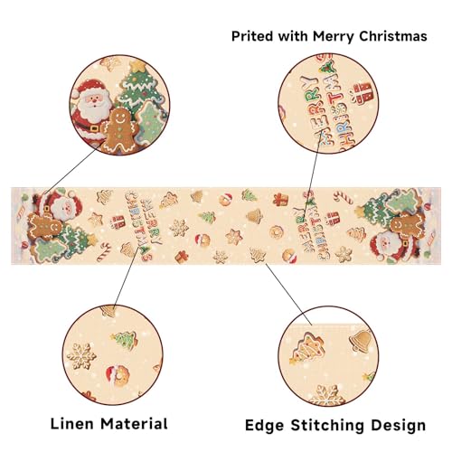 Oxxden Christmas Table Runner R 13x72 Inch Holiday Cookies & Santa Design