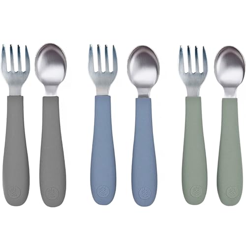 Toddler Utensils Set with Stainless Steel and Silicone Handles