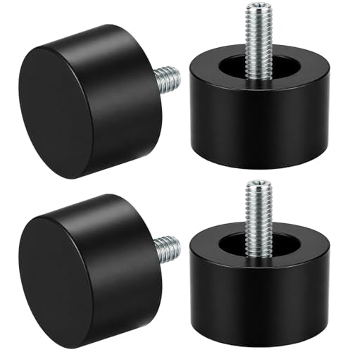 4 Pack Metal Curtain Rod Finials, Black End Caps for 1/4"-20 Threaded Rods