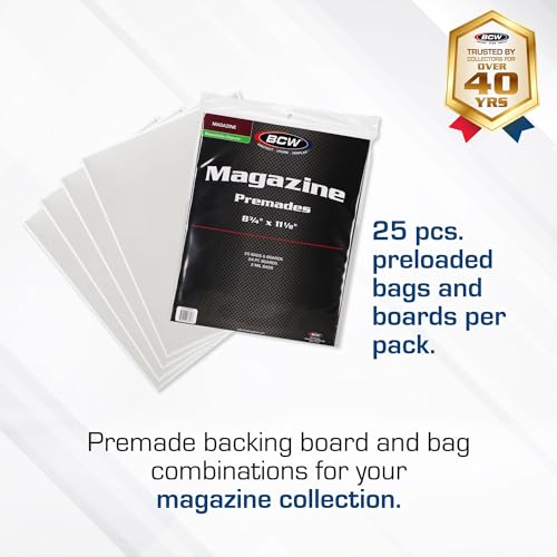 Resealable Magazine Storage Bags and Backing Boards, 8.75 x 11.125, 25 Sets