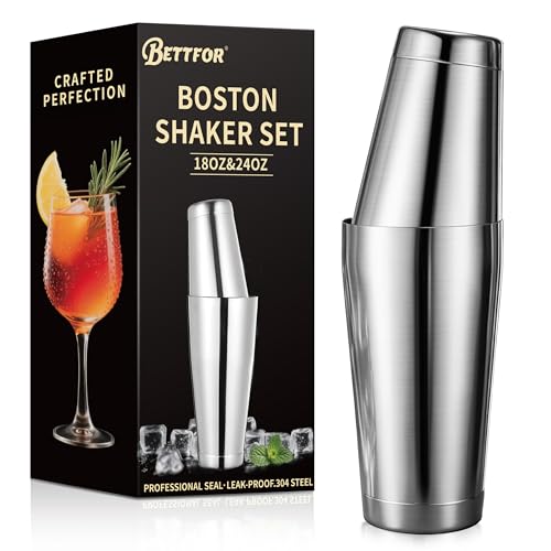 BETTFOR Silver Boston Shaker Set 18oz & 28oz Professional Barware