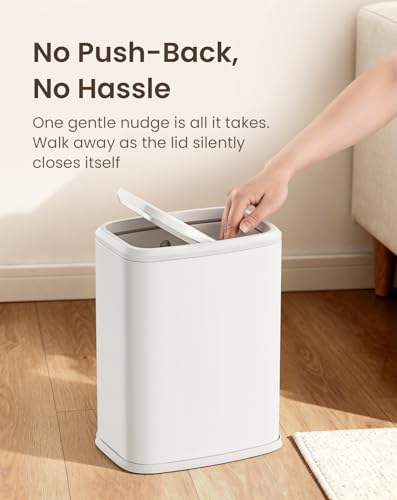 Small Bathroom Trash Can with Swing Lid, 2.1 Gallon Stainless Steel Garbage Can